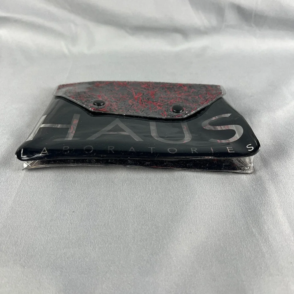 Haus Laboratories by Lady Gaga Cosmetic Bag Womens Black Red Glitter Lightweight